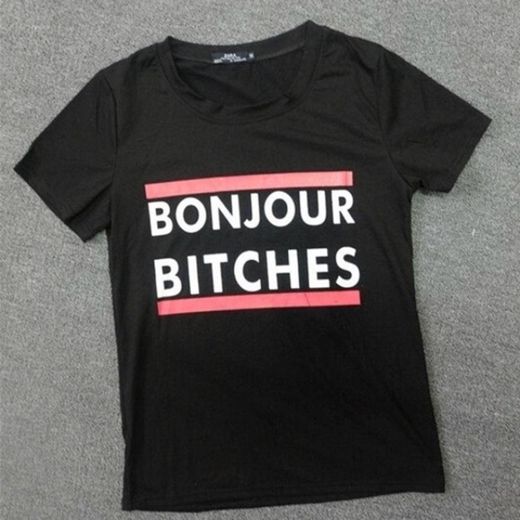 Bonjour bitches T-shirt Black - Picture 4 of 5